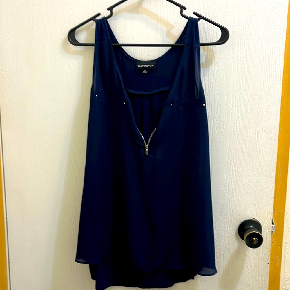 Lighton Zip Detail Mixed Material Blouse